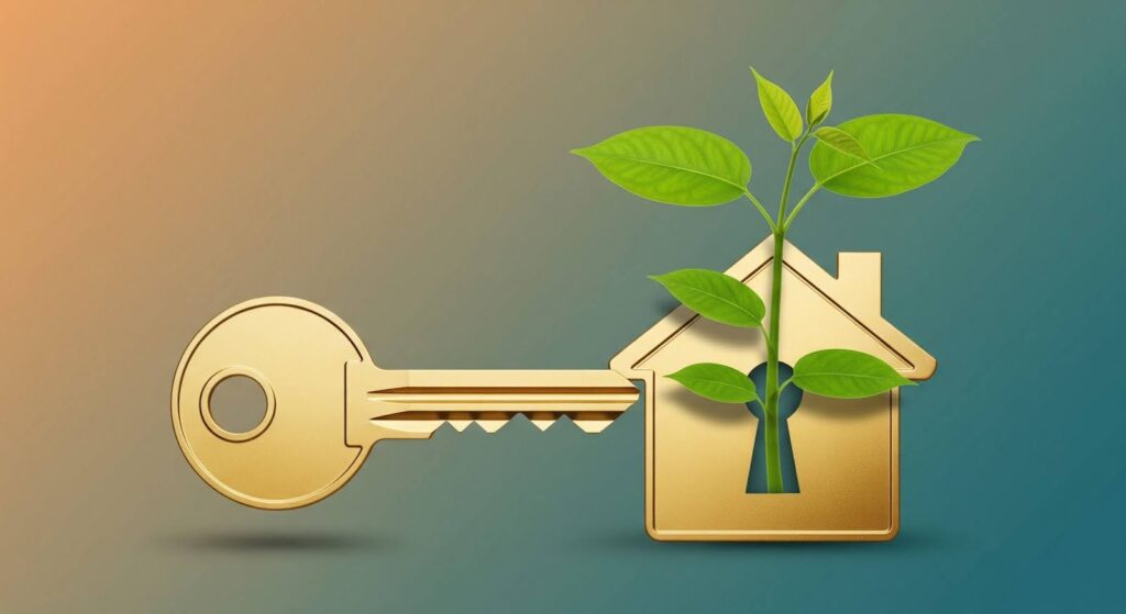 Illustrasi kunci dan rumah