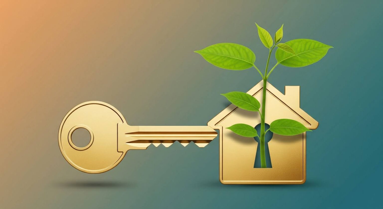 Illustrasi kunci dan rumah